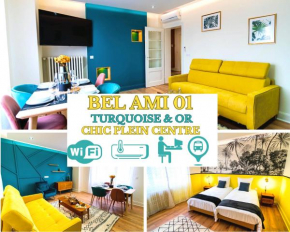 Bel AMI 01 - Turquoise & OR - Moderne Chic - Centre Ville - Accès Jardin - Clim - Wifi - Parking - Localisation idéale